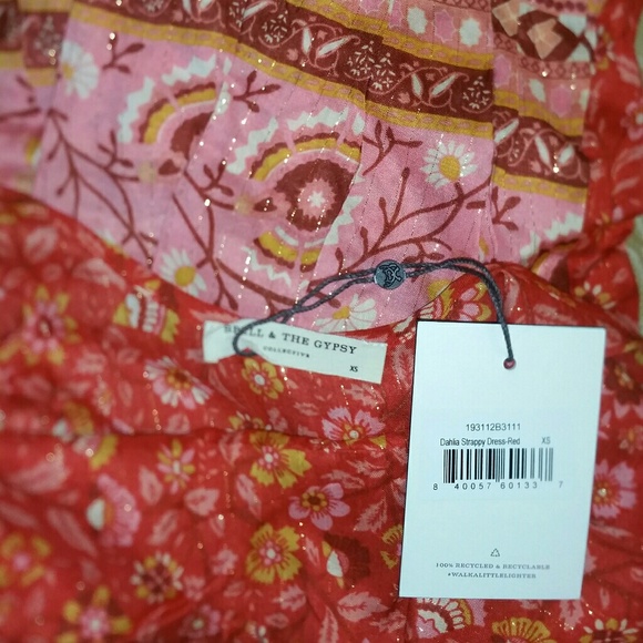 New spell Dahlia strappy midi dress cherry red XS - Picture 8 of 8